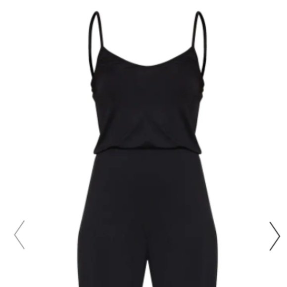 BLACK STRAPPY JERSEY CULOTTE JUMPSUIT - Picture 3 of 5